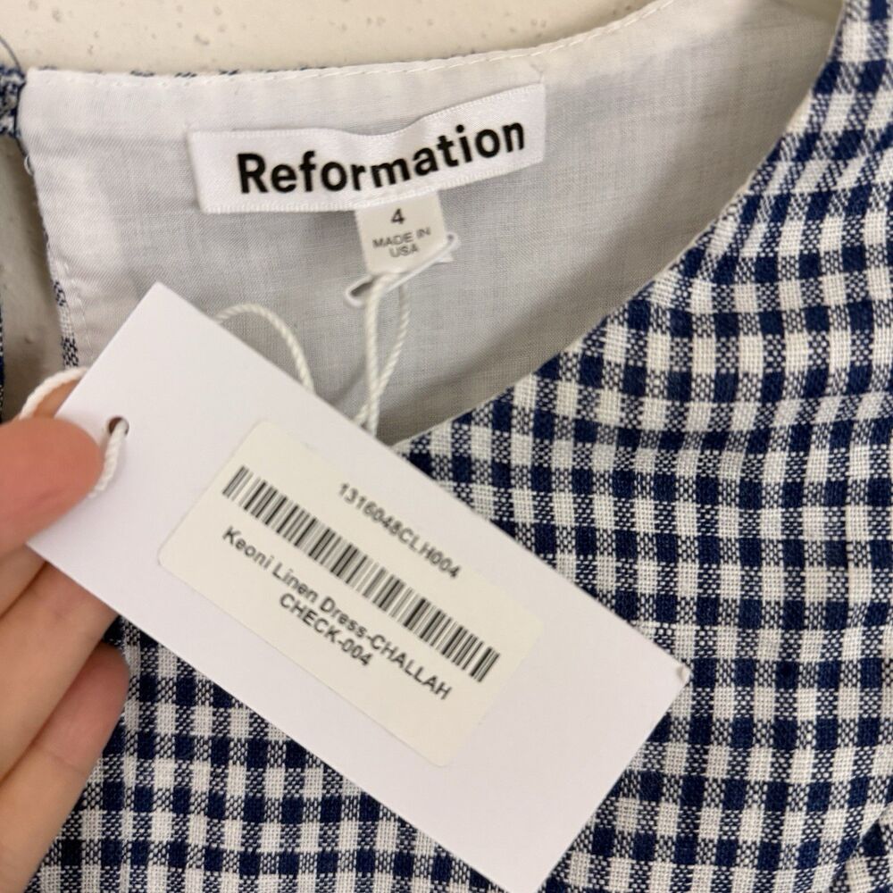 Reformation Black and White Gingham Mini Dress - Picture 4 of 11
